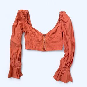 Urban-outfitters Women's Orange and Pink‎ Crop-top